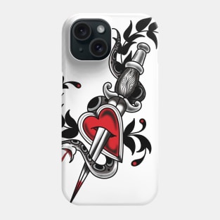 American Traditional Snake and Dagger Tattoo Design Phone Case