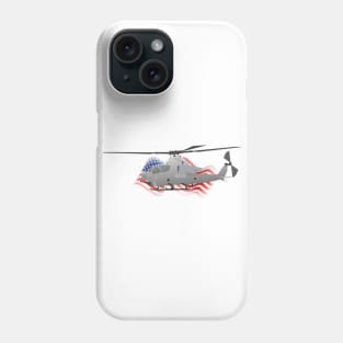 Grey Attack Helicopter with American Flag Phone Case