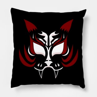 Dark Kitsune Face - Crimson Pillow