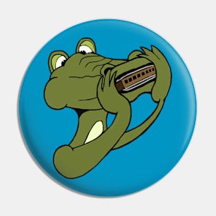 Gator On Harmonica Pin