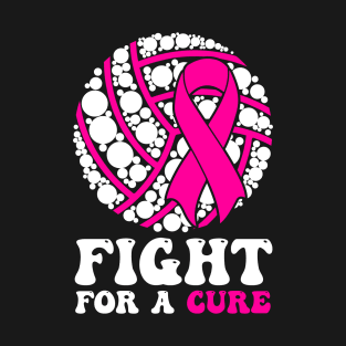 Fight For A Cure Breast Cancer Awareness Volleyball Pink Out T-Shirt