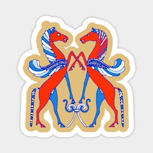 Red and Blue winged Horses Magnet