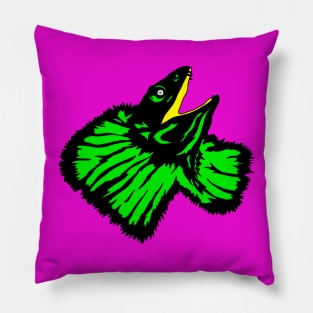 Neon Green Frilled-neck Lizard Pillow