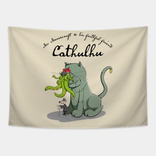 Mr Mousecraft and his faithful Friend Cathulhu Tapestry