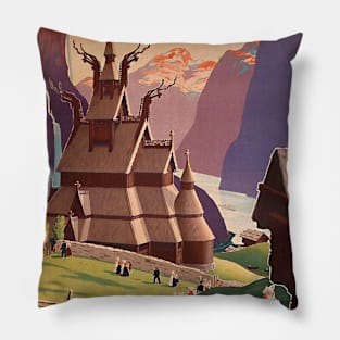 Norway Vintage Travel Art Pillow