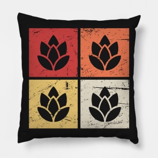 Retro Craft Beer Hops Icons Pillow