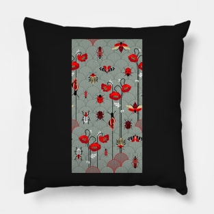 art nouveau bugs Pillow