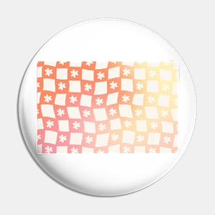 Back to School Floral Checkerboard Gradient Pattern Pin