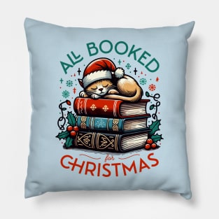 All Booked for Christmas - A Reader's Holiday with Cozy Cats and Books Pillow