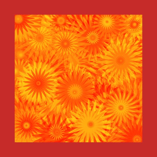 Dandelion Yellow Orange Flower Pattern by Art by Deborah Camp