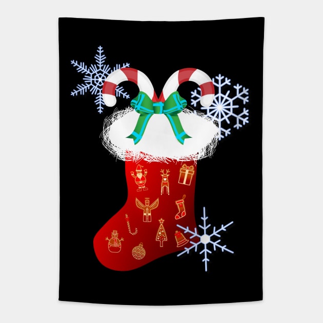 Candy Canes Christmas Stocking Tapestry by Mindseye222