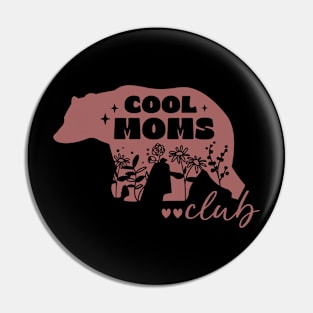 Cool Moms Club Bear Silhouette with Floral Accents Pin