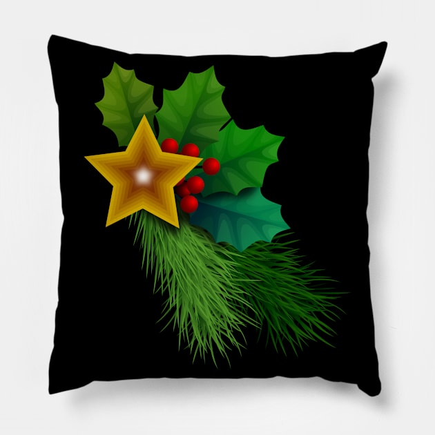 Christmas Holly Berry Tree Decoration Pillow by holidaystore