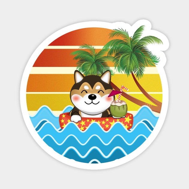 Shiba Inu Enjoys Summer Sunset Magnet by Athikan