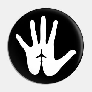 Aviation Hand with Airplane White Design Pin