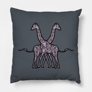 Two Giraffes Curl Decoration Pillow