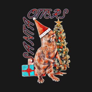 Santa Otters Christmas tree gift T-Shirt