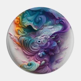 Wavy Rainbow Pastels AI Art Pin