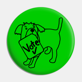 Backprint Cute Dog says Vote Outline Pin