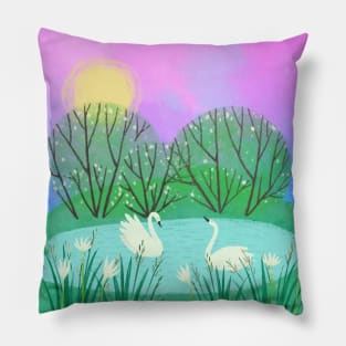 Beautiful Watercolor Nature Scene Pillow