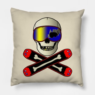 Snowboard Winter Sports Pirate Skull Bones Pillow