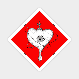 Sacred Heart in Red Diamond Magnet