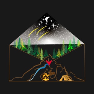 camping in a letter T-Shirt