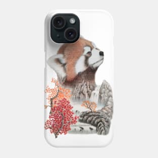 Red panda and autumn landscape Phone Case