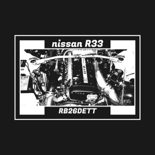 NISSAN SKYLINE GT-R R33 ENGINE (Black Version) T-Shirt