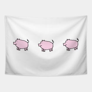 Three Cute Pink Pigs Left Tapestry