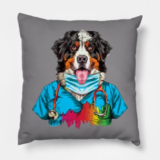 Bernese Mountain Medic Dog Pillow