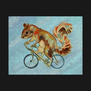 Squirrel On Bike (blue background) T-Shirt