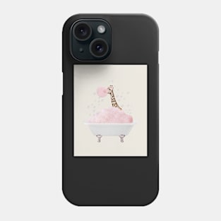 Giraffe in bath Pink foam Phone Case