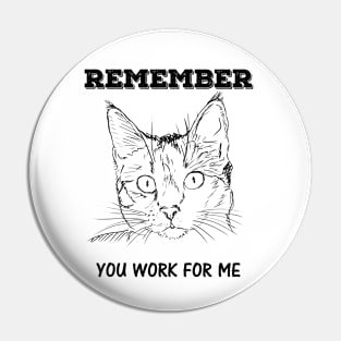 Cat - Remember You Work for Me Pin