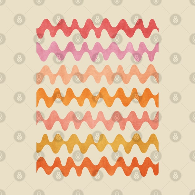 Abstract Waves Pink Orange by FAROSSTUDIO