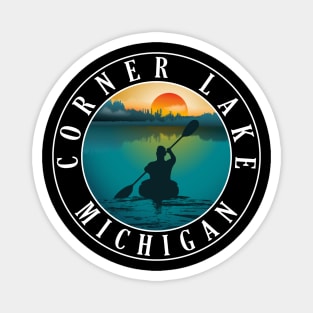 Corner Lake Kayaking Michigan Sunset Magnet