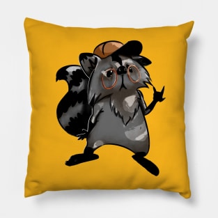 raccoon with glasses Pillow