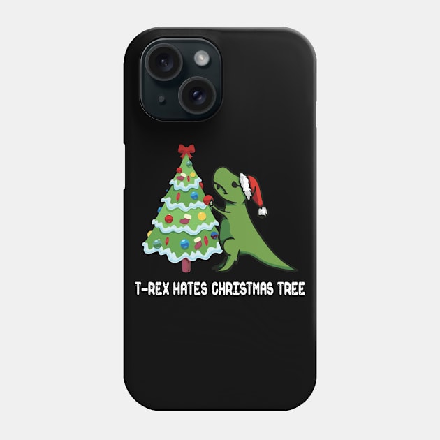 T Rex Hates Christmas Tree Dinosaur Dino Merry Xmas Funny Phone Case by rezaabolghasemitam