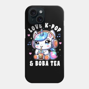 K-Pop Love K-Pop & Boba Tea Cute Kawaii Unicorn Phone Case