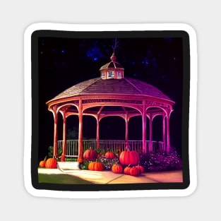 Gazebo in Town Square at Halloween - Pumpkins Magnet