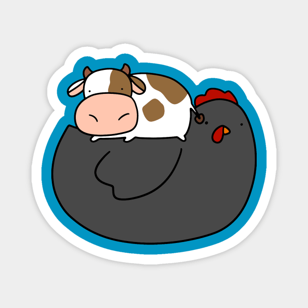 Little Cow and Black Chicken Magnet by saradaboru