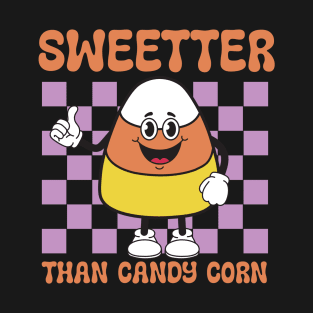 Sweeter Than Candy Corn Funny Retro Halloween Candy Corn Gift T-Shirt