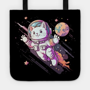 Cat in Space Funny Cat Gift Retro Vintage Funny Cat Tote