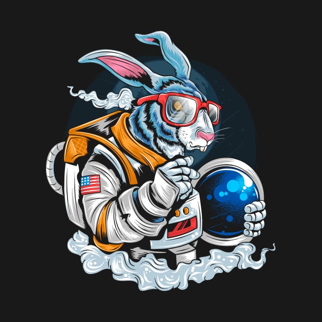 Astronaut rabbit hipster by Metaart