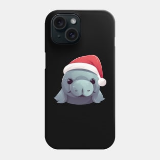 manatee in a Christmas hat Phone Case