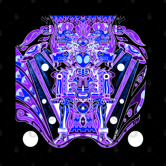 the tropical black alien astronaut in mictlan pattern ecopop by jorge_lebeau