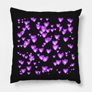 Tiny Purple Passion Hearts on Black Pillow