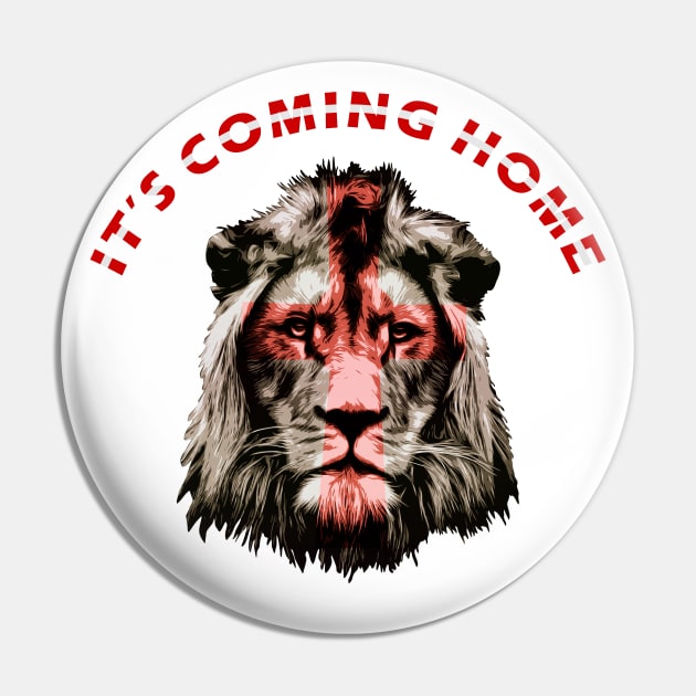 It's Coming Home England Lion Head Football, Lion Cross England Pin by RamoryPrintArt