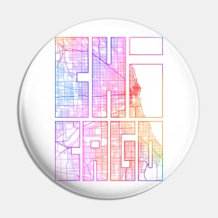 Chicago, USA City Map Typography - Colorful Pin