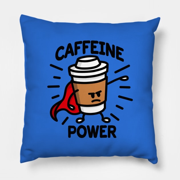 Caffeine power superhero coffee lovers cartoon Pillow by LaundryFactory